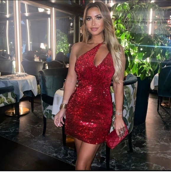 Zara * Velvet Sequin Mini Dress Red Size XS S M - Picture 2 of 14